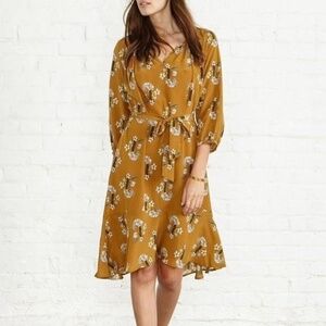 Amour Vert Mustard Dress 100% silk